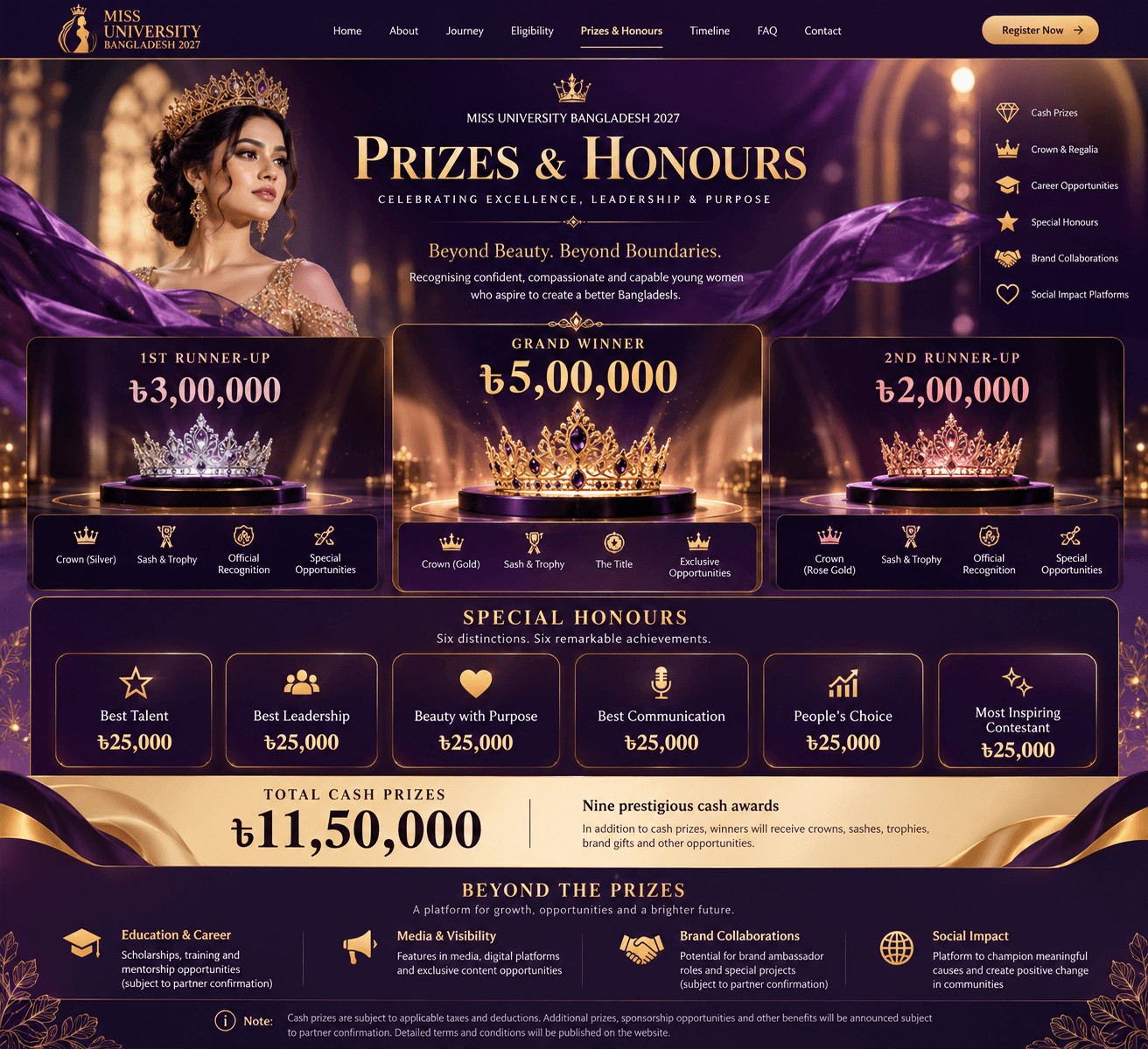 Prizes & Honours — অফিসিয়াল ভিজ্যুয়াল